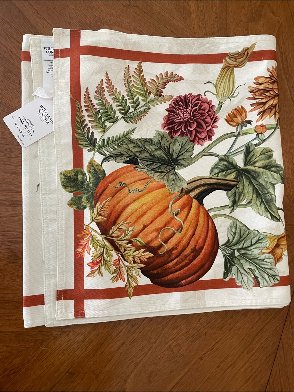 NWT Williams Sonoma Harvest Pumpkin Patch Table Runner 16" x 108" Fall Print - Picture 12 of 12